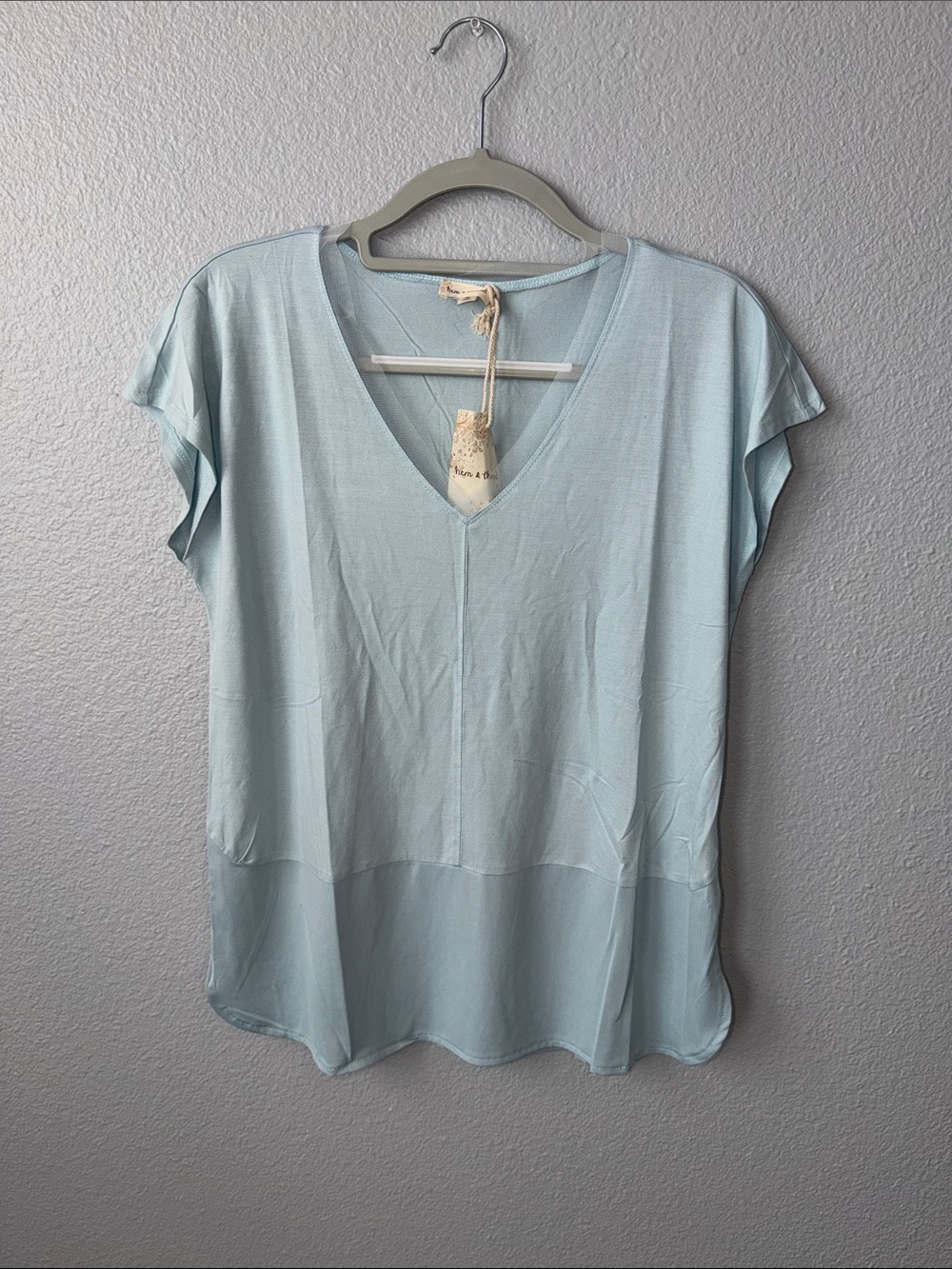 Light Blue V-Neck Women's Top
